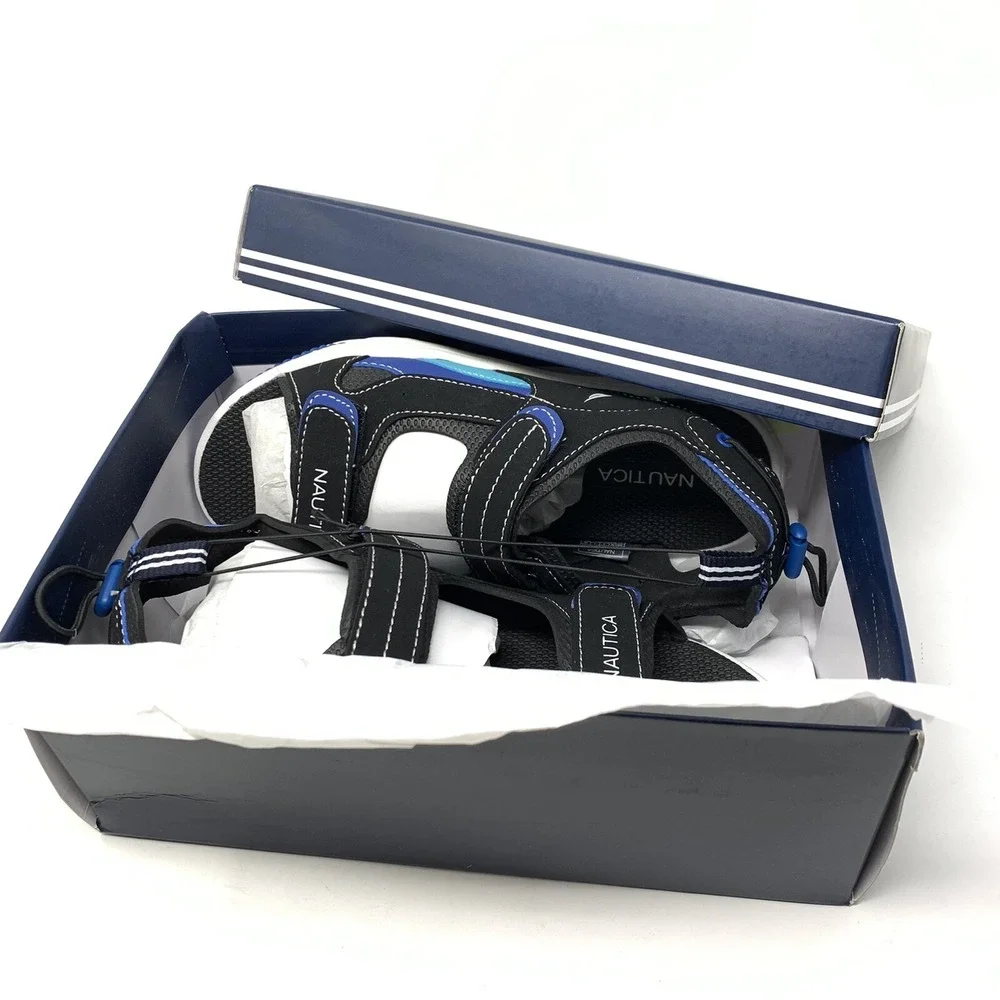 Nautica Kids Sz 4 Sports‎ Sandals Open Toe Athletic Beach Water Helm Black Blue